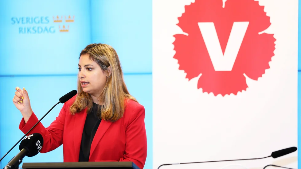 Vänsterpartiets partiledare Nooshi Dadgostar (V).