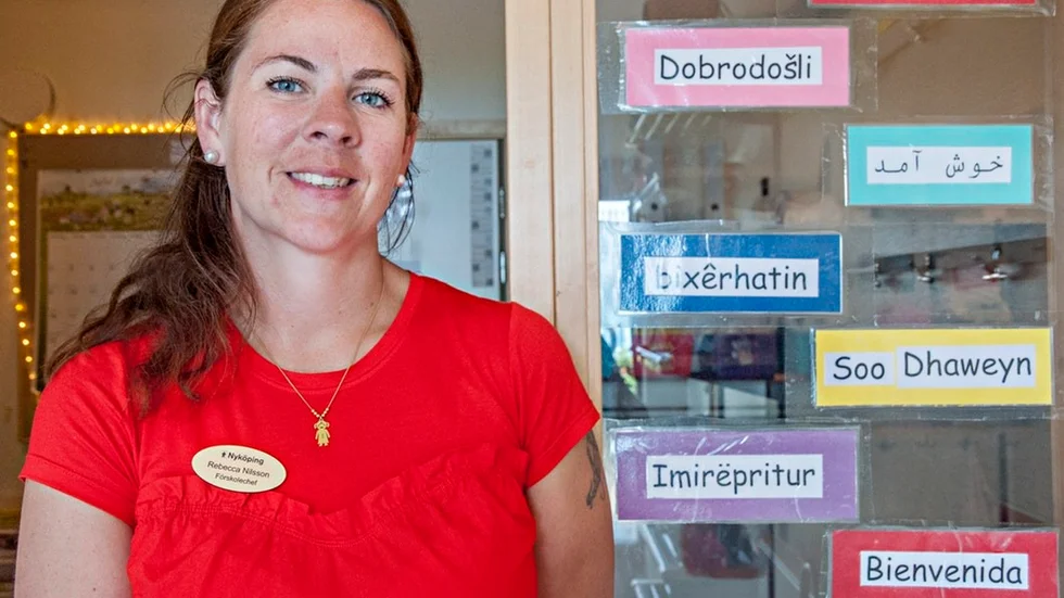 Rebecca Nilsson är förskolechef på Fjärilens förskola i Brandkärr. Pedagogerna på Fjärilen jobbar mycket med att utveckla barnens språk.