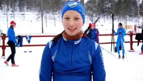TREA. Vilma Funck, IFK Kiruna, gjorde sin bästa sprinttävling någonsin och slutade på tredjeplats i B-finalen. Vilket var bäst av alla norrbottningar. Foto: Kent Risberg Vikström