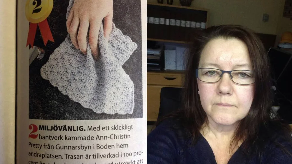 SM i disktrasa. Ann-Christin Pretty och hennes disktrasa av lin som räckte till en andraplats i tävlingen.