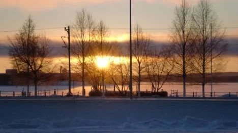 En vinterdag i Pteå ut mot järnvägen och södra stadsfjärden.