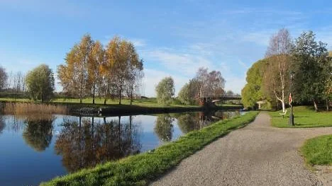 Vacker vy från Badhusparken i Piteå en dag i oktober.