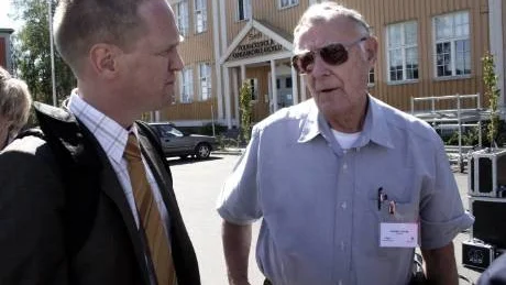 SPÄNNANDE MÖTE. Ola Alterå tyckte att det var spännande att träffa Ingvar Kamprad. "En superentreprenör", löd omdömet.Foto: GÖRAN LAHTI
