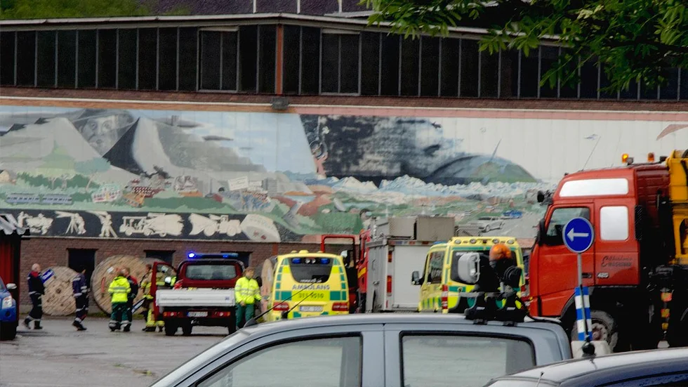 Ambulanser på plats vid Kiirunavaaragruvan.