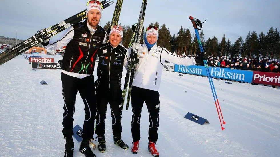 Sprinters. Jesper Modin, tv, blev fyra och Viktor Brännmark, th, vann.