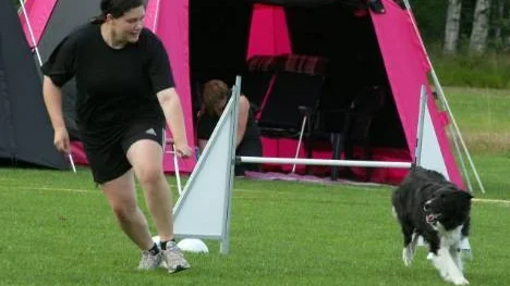 Amanda Sjölander tillsammans med sin border collie Zacke.