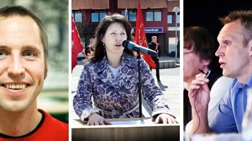 Erik Pelling, Vivianne Macdisi och Pyry Niemi, tre optimistiska S-politiker.
