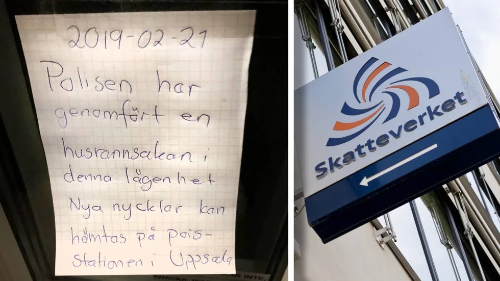 Paret kom hem till sin lägenhet och möttes av en handskriven lapp från polisen om att de varit inne i bostaden och gjort husrannsakan.
