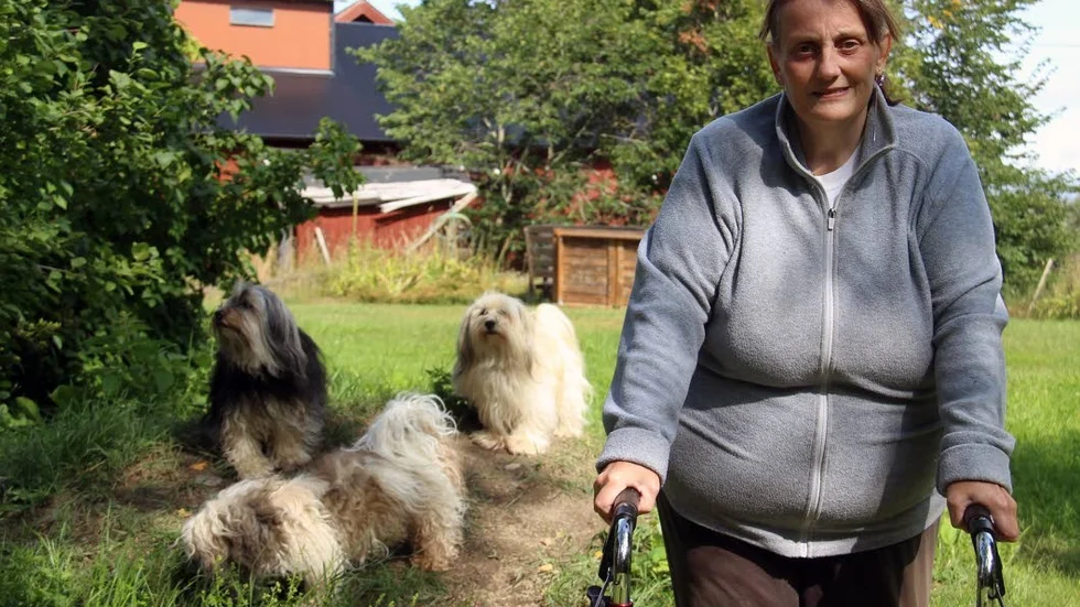 Innan Jane Öberg drabbades av det fästingburna TBE-viruset så kunde hon gå utan rollator och hon tog hand om gårdens hästar och avlade  valpar från sina  Bichon havanais-hundar. Det gör hon inte idag.