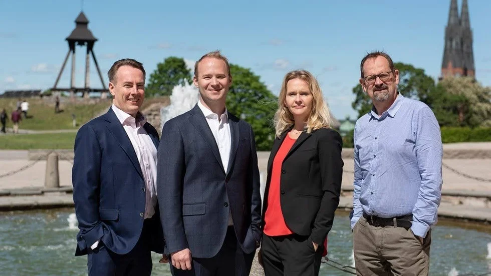 Per Bengtsson, vd på UIC, Erik Wijnbladh, chef fondinvesteringar på Saminvest, Karin Modéen, CFO/vice vd på UIC och Peder Hasslev, vd på Saminvest.
