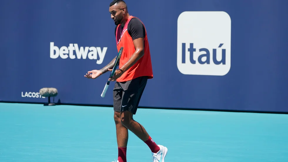 Nick Kyrgios i matchen där han sade olämpliga saker till domaren. Arkivbild.