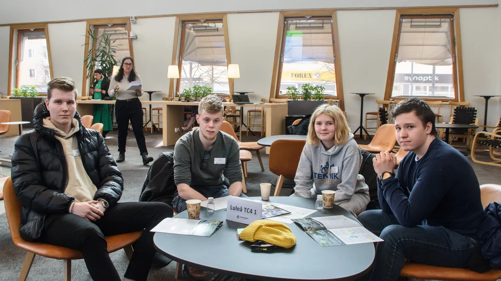 De tränade på att samarbeta, Marcus Aspner, Filip Hakkala, Moa Menmark och Edvin Juntti, som går fjärde året på Teknikcollege vid Luleå gymnasieskola.