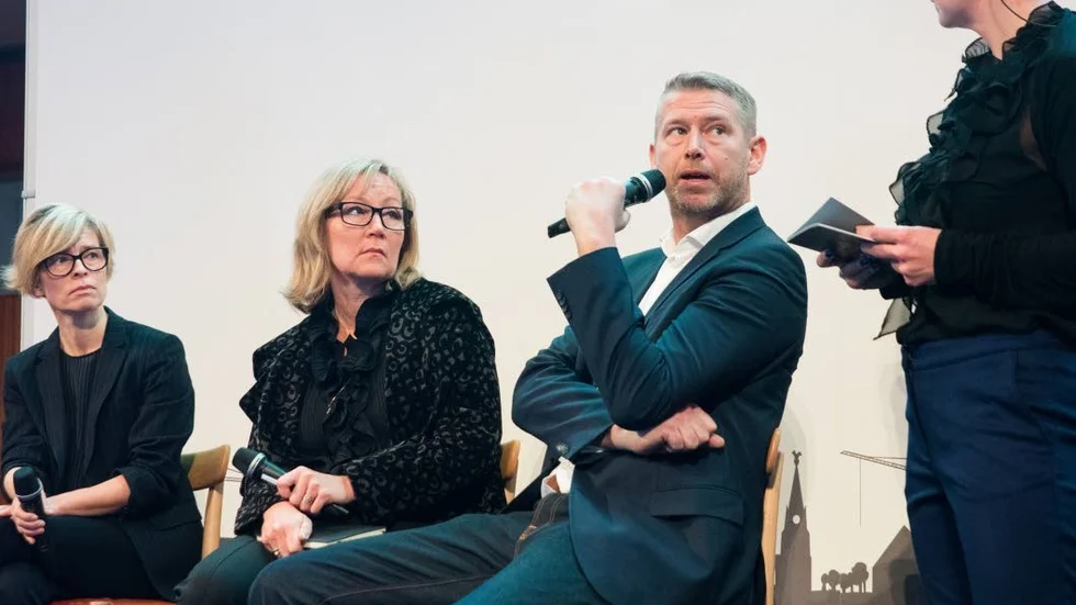 Birgitta Bergvall-Kåreborn, prorektor LTU, Eva Sundin, Swerea Mefos och Peter Carlsson, vd Northvolt, under fredagens frukost på Vetenskapens Hus.