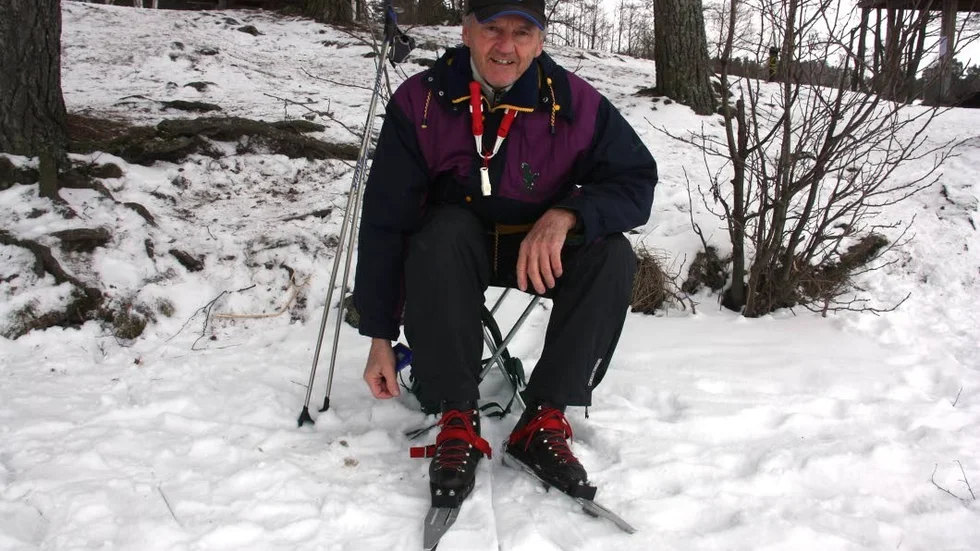 Skridskoåkare. Göran Wahlberg gör sig redo för en skridskotur.
