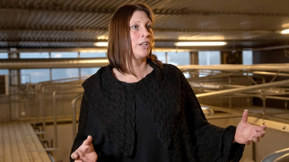 Matilda Olstorpe, vd för Vega Fish, föreläser under dagen.