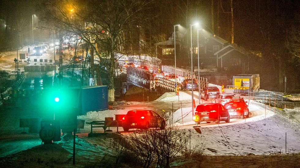 Så här såg det ut vid bron i måndags.