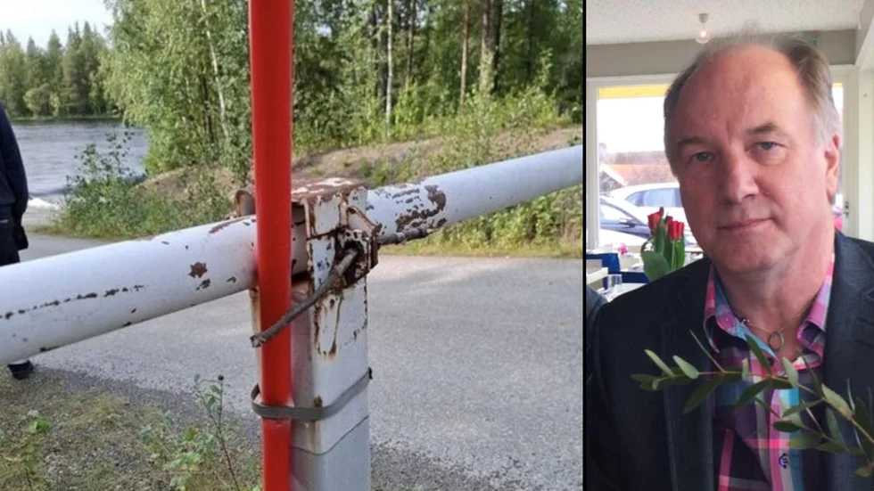 Spegeldammen i Vuollerim där någon knackat sönder hänglåsen till bommarna vilket kan innebära livsfara.