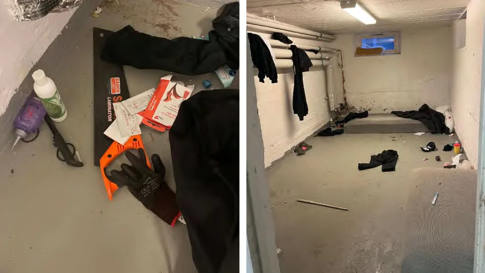I ett källarutrymme i Hejdegården hittade polisen den misstänkta brottsplatsen. I rummet hittade polisen bland annat en såg. (Bilden är hämtad ur förundersökningen.)