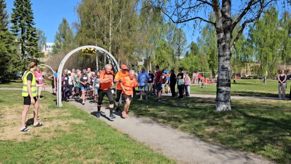 Närmare 70 glada seniorer deltog på seniorloppet som Barn- och fritidsprogrammet åk 2 arrangerade i Badhusparken.
