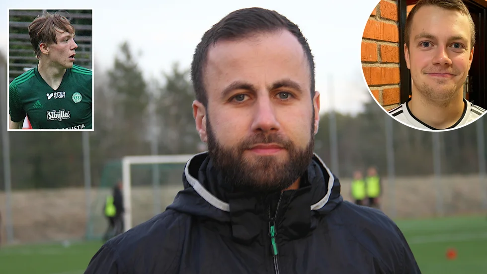 Fanna BK:s sportsligt ansvarige, Samuel Granlund, Hebylån från ESK (infälld till vänster), Skyttekungen Johan Eriksson (infälld till höger).