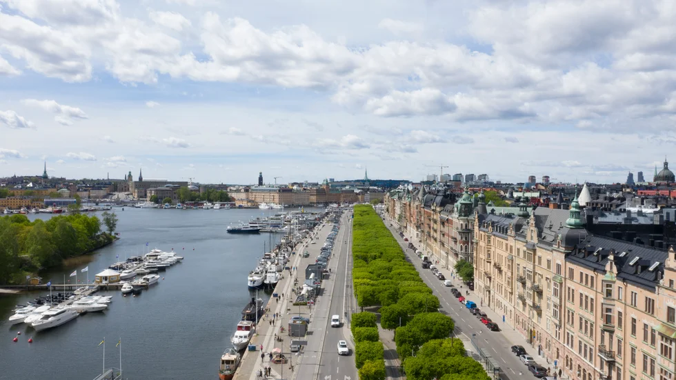 Vy över Strandvägen på Östermalm i centrala Stockholm. Arkivbild.