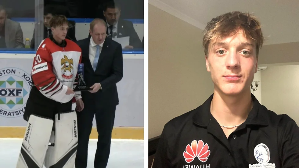 Linköpingskillen Carl-Johan Olai Vigren spelar med Förenade Arabemiratens U18-landslag i Samarkand. Vanligtvis är han back, men prisades häromdagen som målvakt.