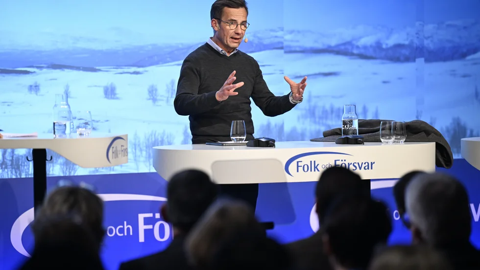 
Statsminister Ulf Kristersson på Folk och Försvars rikskonferens i Sälen. Man hör tydligen det man vill höra.