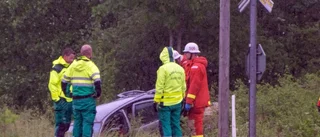 Bil påkörd av tåget