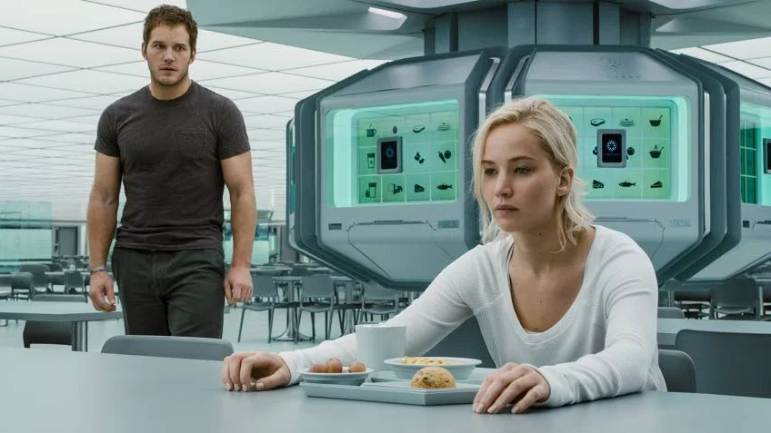 Jennifer Lawrence och Chris Pratt faller helt väntat för varandra i science fiction-dramat "Passengers".