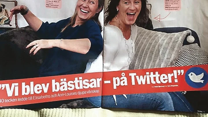 Storebrobon Ann-Louise Glader, till höger, blev nära vän med Elisabeth Berg, Karlstad via Twitter 2011. En vänskap som blev fem sidors läsning i Aftonbladets söndagsbilaga