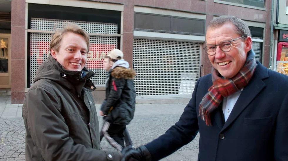 Andreas Enblom, till vänster, har gjort upp med Senga Fastigheter och Fredrik Holmgren om att hyra det övre våningsplanet i den lokal där Monki tidigare drev affärsverksamhet.