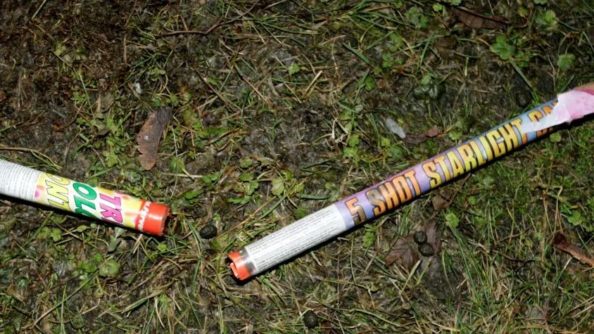 En polisanmälan har upprättats efter att en fyrverkeripjäs avfyrats mot ett bostadshus.