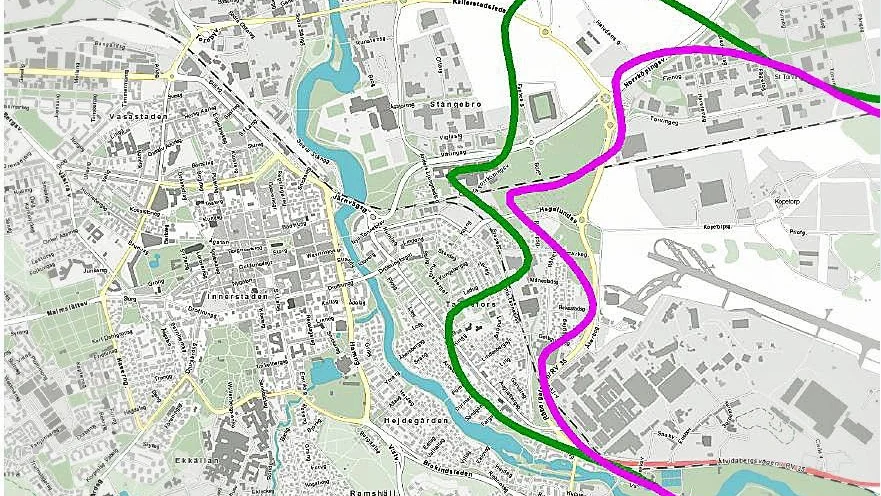 När landningsbanan förlängs med 600 meter flyttas start och landning bort från stan.
