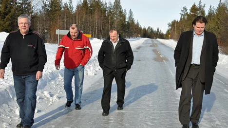 Gruvbrytning på gång i Pajala. Det tror och hoppas Christer Winsa, arbetsmiljöchef Northland, Harry Rantakyrö, Bengt Niska och Willie Birksten.