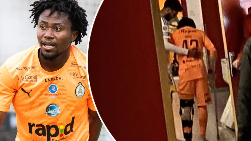 Mittfältaren Abdul-Halik Hudu blev omkramad i spelargången av sin tidigare lagkamrat i Sundsvall Paya Pichkah.