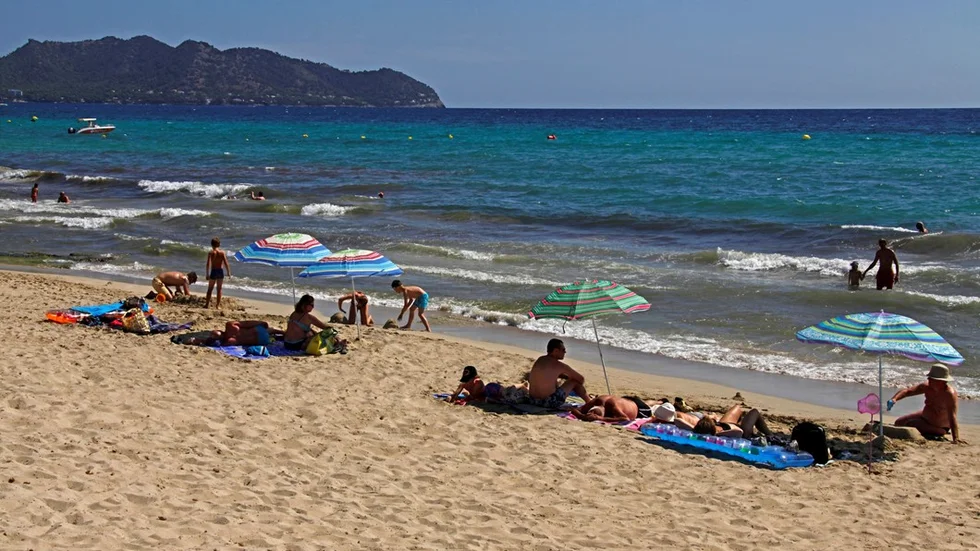 Beach of Cala Millor, Majorca, Balearic Islands, Spain.