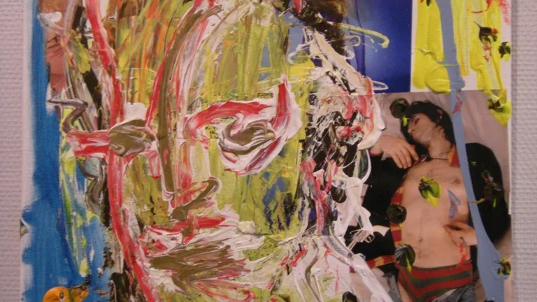 "Självporträtt II" ? mixed media av Ulf Lundell.