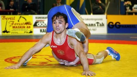 En olympisk mästare på mattan i Haparanda - Nazyr Mankiev från Ryssland i 55-kilosklassen.Foto: maria engström-Andersson