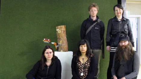 Några av deltagarna i projektet Tomma rum i Gällivare, Ylva Söderström, Leonella Lilja, Jamie Travaille, Nicola Woodham och Robin Bale.