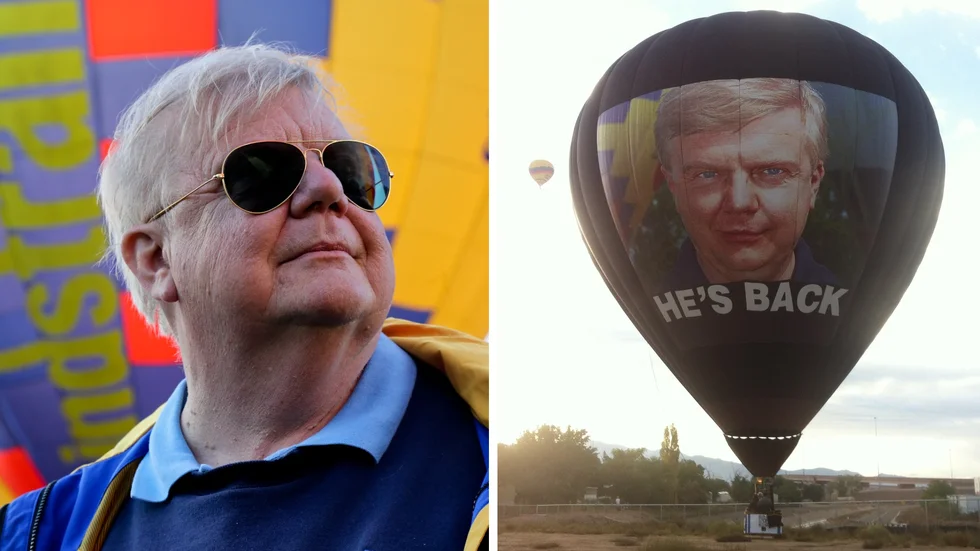 En av företagets ballonger hade Pers ansikte upptryckt i storformat med texten på baksidan: ”Oswestry - Home of the genuine Lindstrand”. 