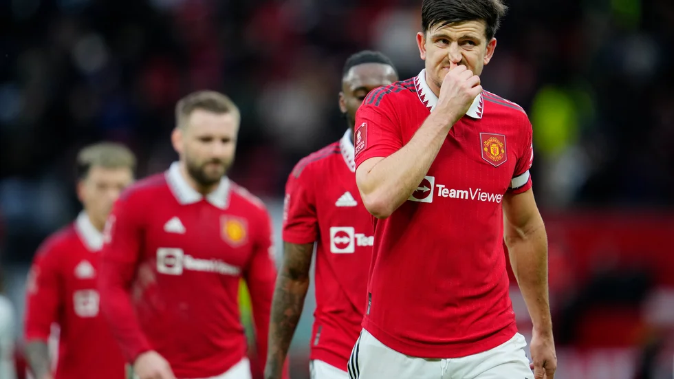 Manchester Uniteds Harry Maguire och hans lagkompisar kan få ny ägare. Arkivbild.