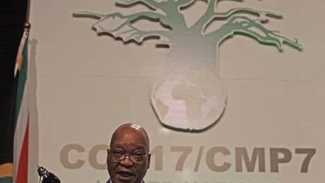 Sydafrikas president Jacob Zuma vid gårdagens öppningsceremonin av klimatmötet i Durban.Foto: Scanpix