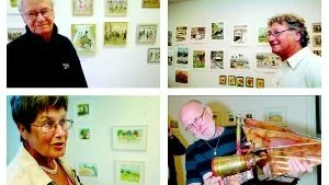 En fattas. Karl Johan Törngren, Bo G Magnusson, Ingrid Arfvidsson Nordell och KG Petersson ställer ut.Foto: Elin Lundholm