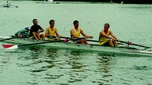 Fyra med styrman. Laget som vann i Boston, från vänster: Robert Vigert, Tobias Wallerius, Tobias Karlsson och Anders Holmberg.