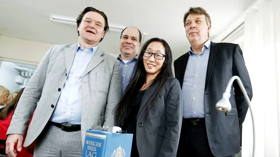 Leif Norberg, Anders Pettersson, Ulrika Larsson och Hans Roth inviger ny advokatfirma i Motala.