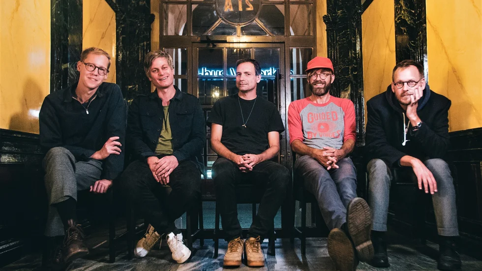 Hederosgruppen börjar snart spela in sitt nya album. Emil Strandberg, Martin Hederos, Josef Kallerdahl (sjuk denna kväll), Andreas Sjögren och Konrad Agnas.