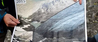 Avsmältningen går med en rasande fart vid Sveriges största glaciär