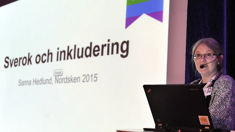 Sanna Hedlund talade under Nordsken. Foto: Roine Sandlén.