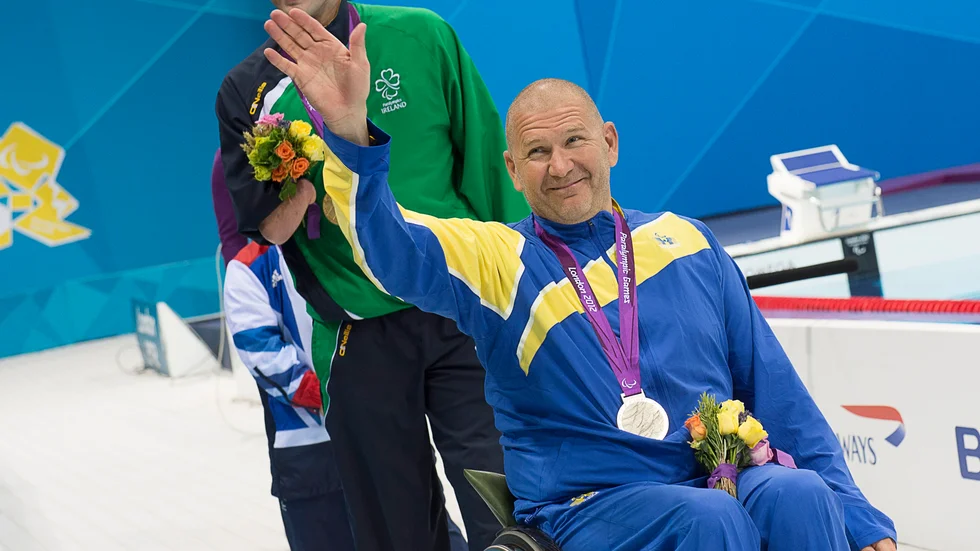 Simmaren Anders Olsson med OS-silver i Paralympics 2012. 
