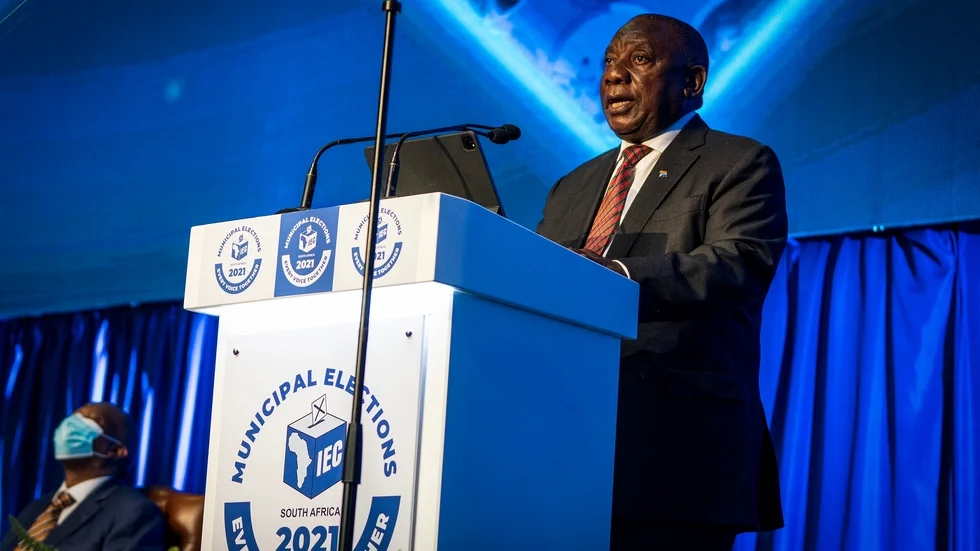 President Cyril Ramaphosa under den historiskt dåliga lokalvaldagen 4 november.